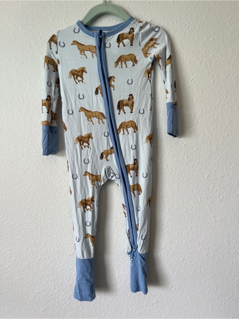 Angel Dear Bamboo Horse Print Footie Pajama Size 6-12M